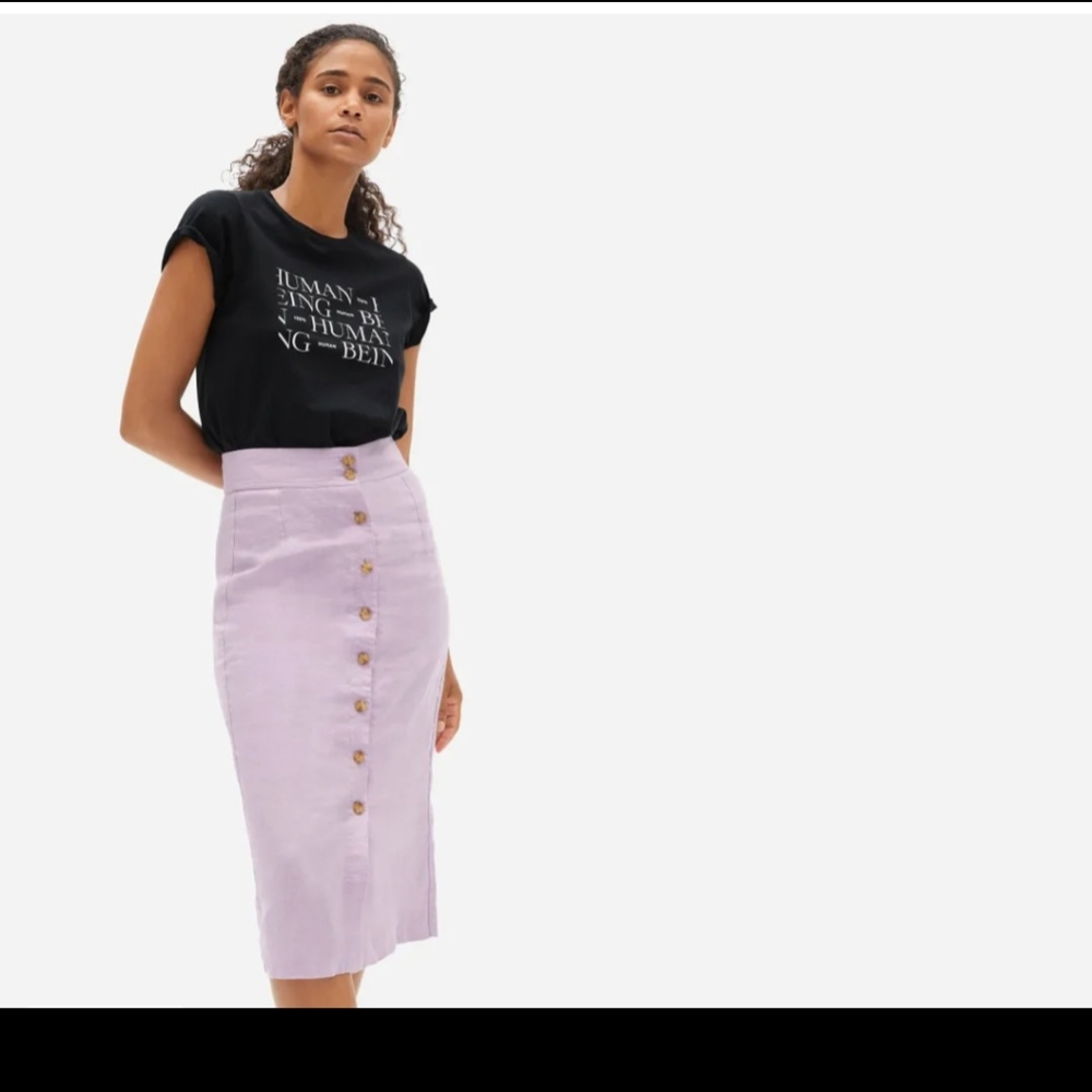 Everlane Linen Button-Front Skirt